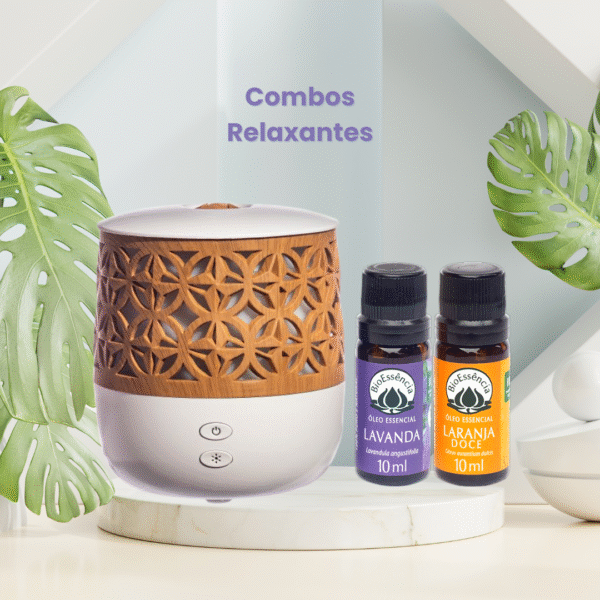 Kit Aromaterapia: Difusor de Ambiente e 2 Óleos Essenciais