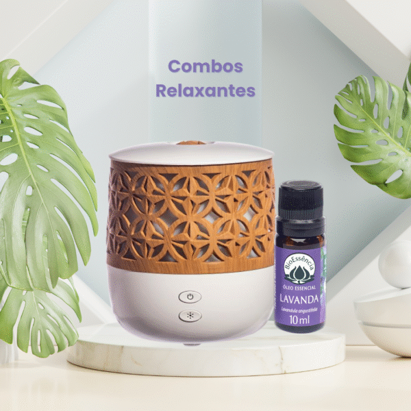 Kit Aromaterapia: Difusor de Ambiente + 1 Óleo Essencial