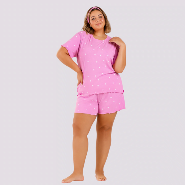 Short doll poá rosa plus size – Cor com Amor