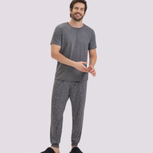 pijama cinza manga curta masculino cor com amor