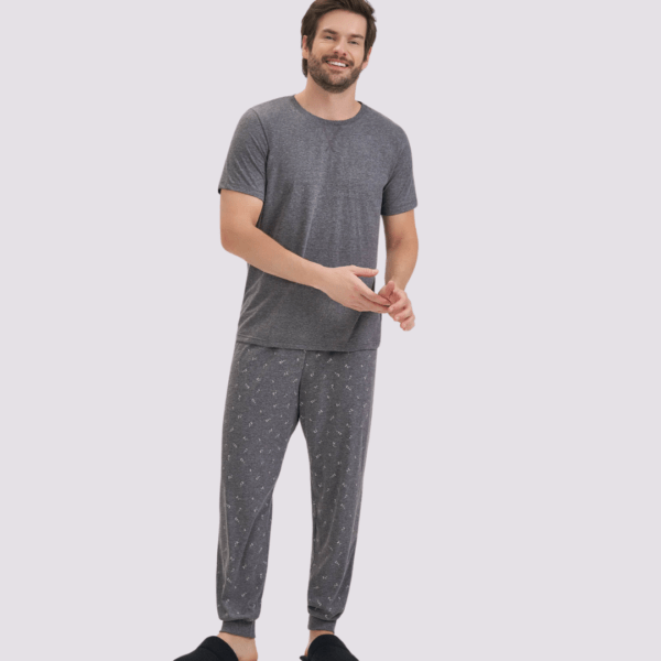 Pijama conforto cinza masculino - Cor com Amor