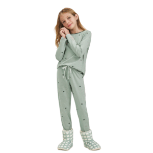 pijama-inverno-infantil-corações-verdes 100% algodão
