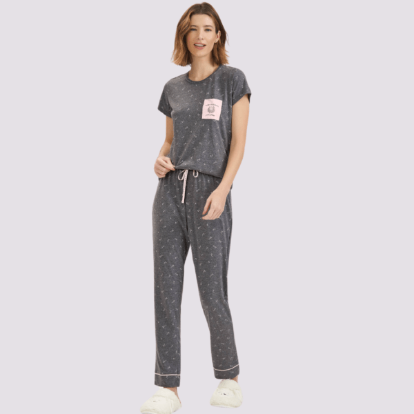 Pijama conforto cinza feminino - Cor com Amor