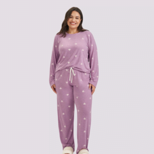 pijama plus size feminino lilás cor com amor