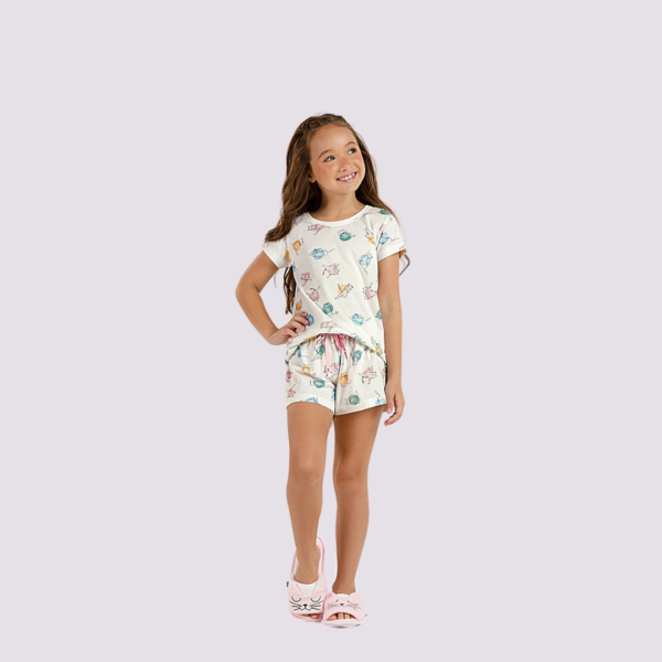 Short doll infantil gatinhos candy - Cor com Amor