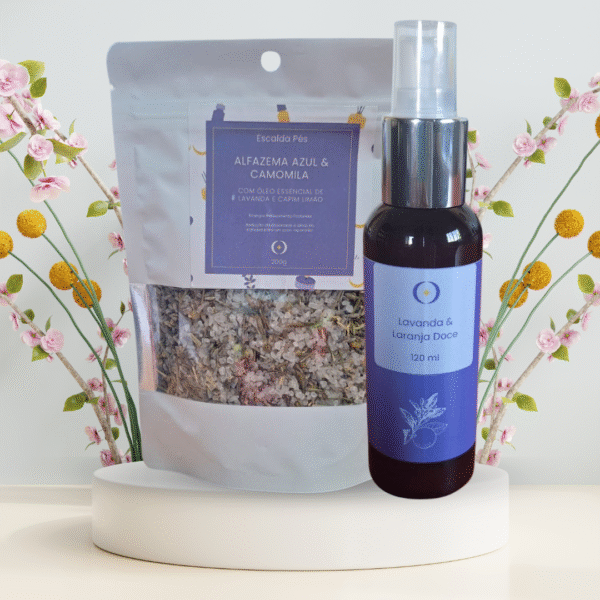 kit relaxante com escalda pés e spray relaxante graça de dormir