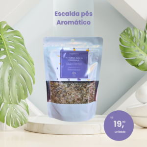 escalda pés aromático sal grosso alfazema azul e camomila