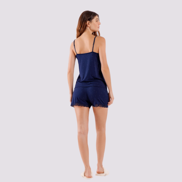 short doll feminino alça azul poá