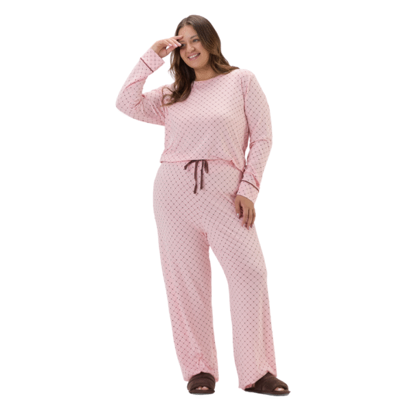 Pijama Feminino Manga Longa com Calça Plus Size