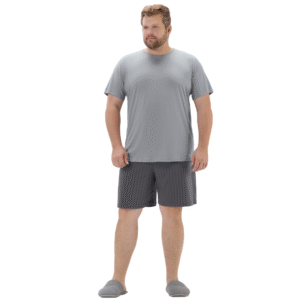 Pijama-Curto-Plus-Size-Masculino-Cinza-Listrado-Malha-Confort
